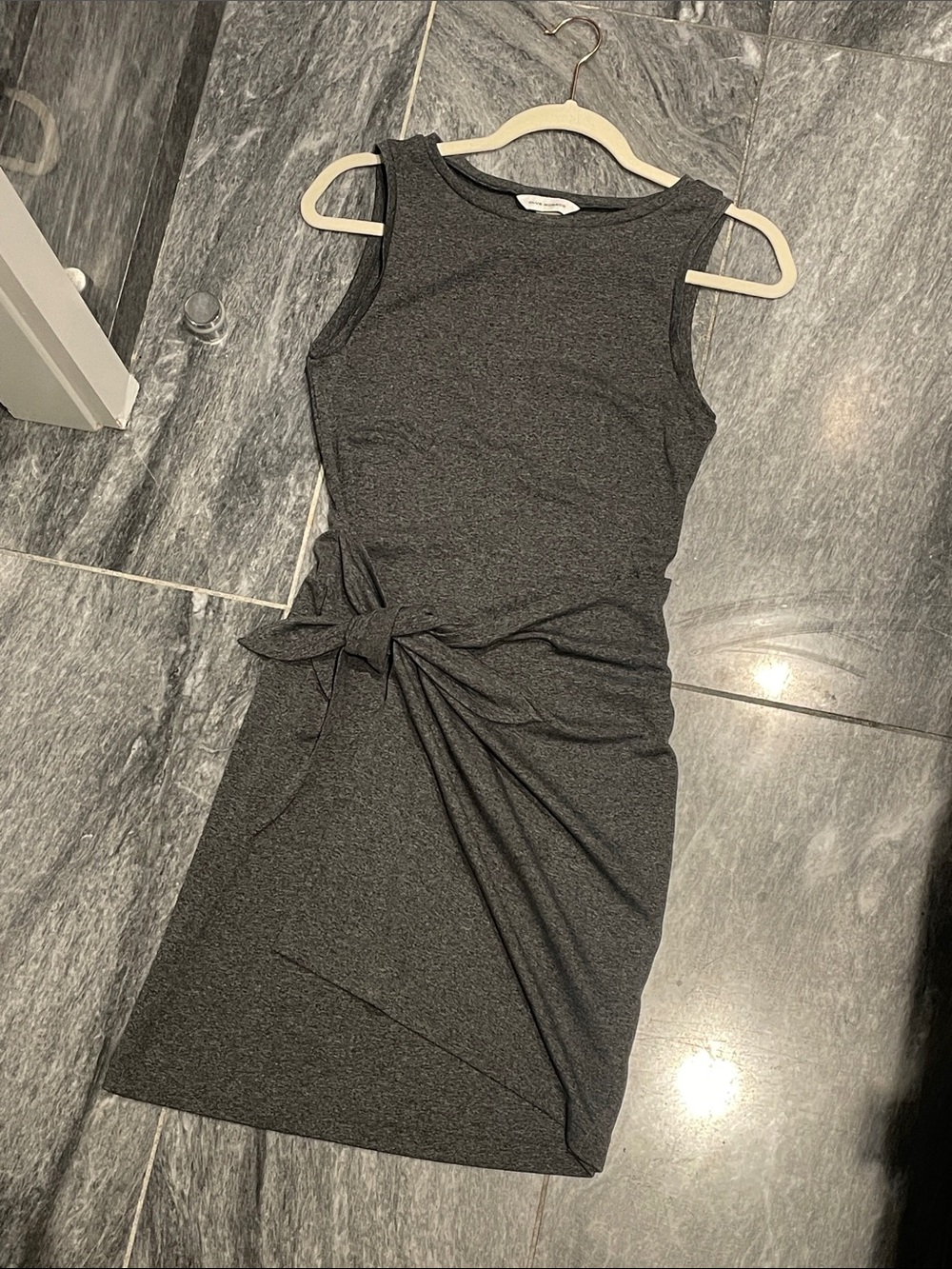 Club Monaco Charcoal Gray Sleeveless Tie-Side Dress